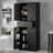 Bathroom Storage Cabinet with Multi-Functional Space, Adjustable Shelf, and Slide Rails, Black-1752131325