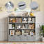 Bibliothèque pour enfants Kirklyn 125,4 cm (49,4 po) de largeur, meuble de rangement pour jouets à 7 compartiments avec 4 tiroirs et bords arrondis sécuritaires pour les enfants, gris-101377298