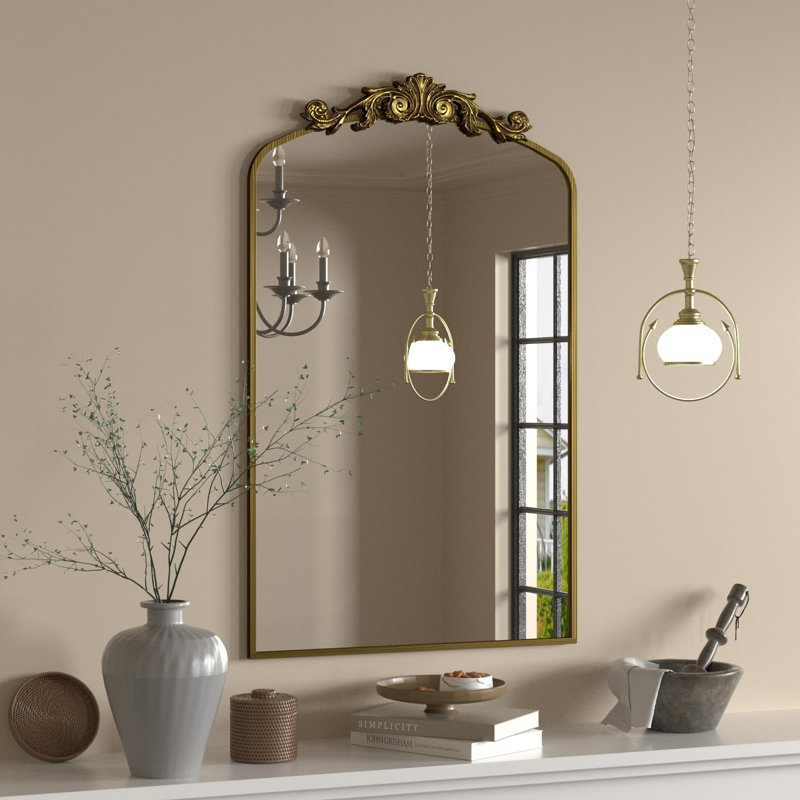Wooster Arch Decorative Wall Mirror, 36" x 24", Brushed Gold
