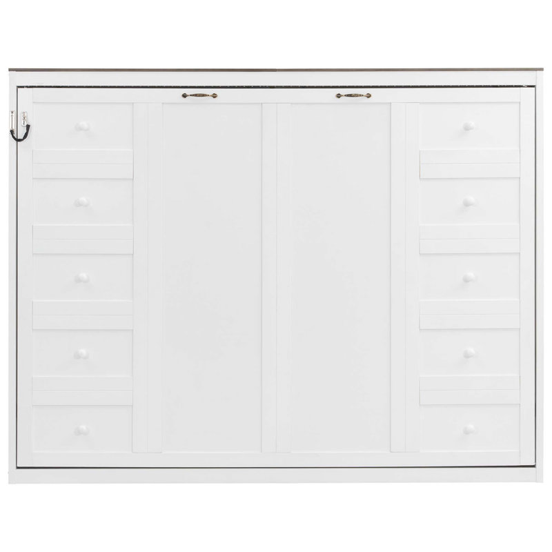 Lit escamotable pleine grandeur peu encombrant avec lumière DEL, pliable dans l'armoire, idéal pour les petites pièces et les espaces polyvalents (matelas non inclus)