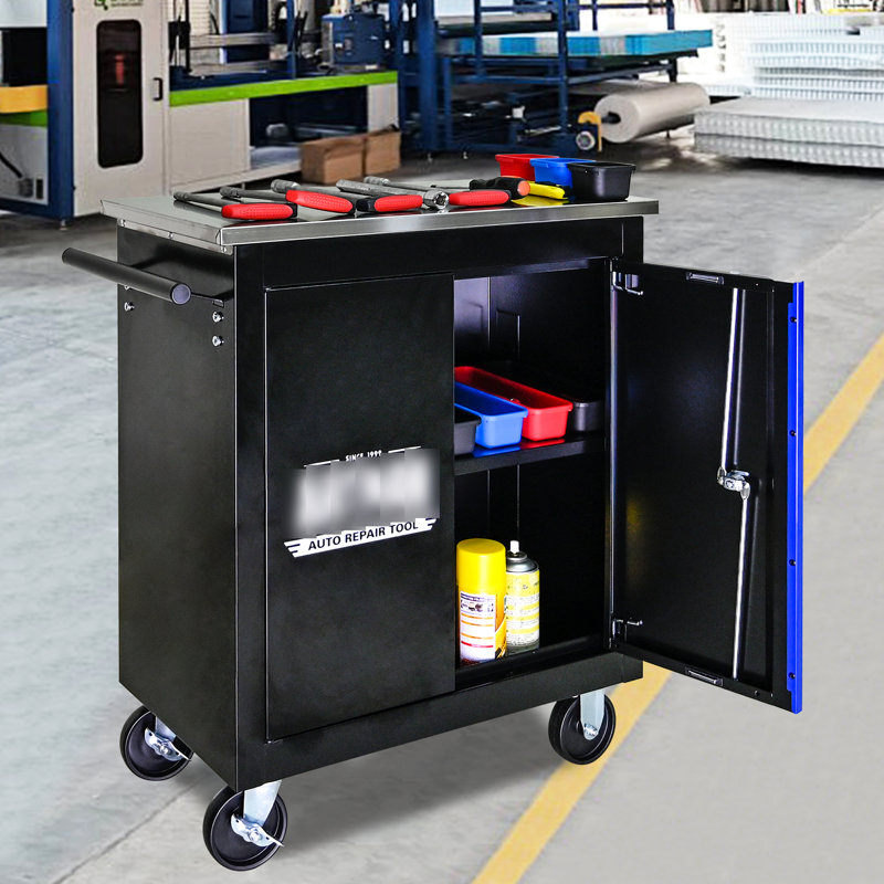 Multi Tool Cart With Handle And 13.65Inch Width Cold Rolled Steel Storage Powder Coating 26.06 Inch Depth