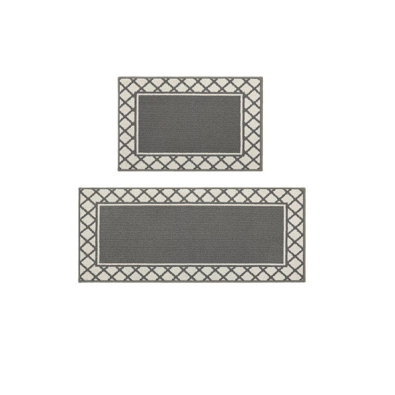 Grey Kitchen Rugs, Washable Nonslip Backed Kitchen Mat Set, Set of 2