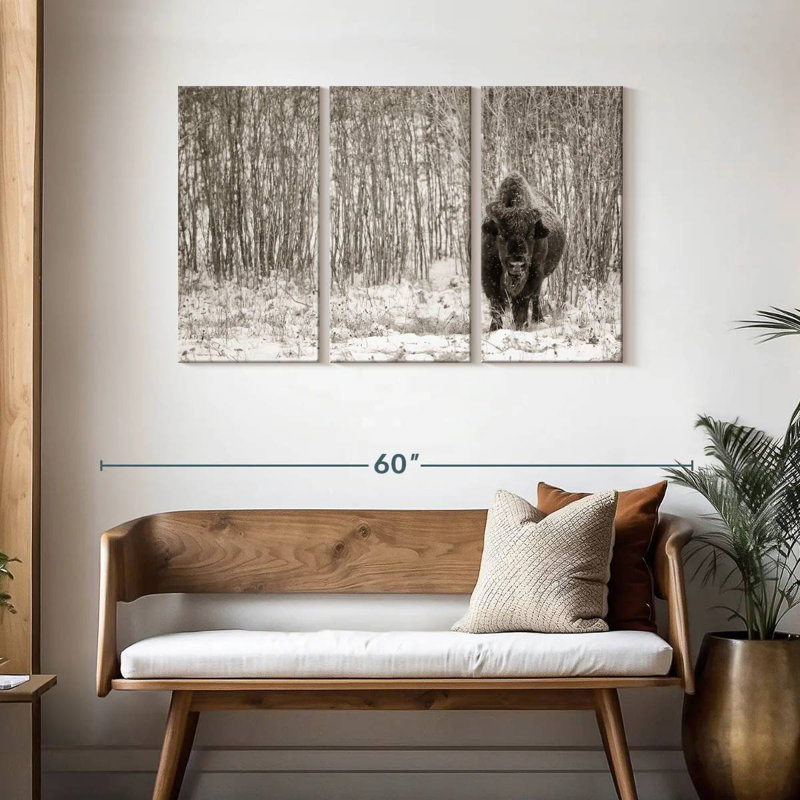 Brampt Bison In Winter Forest, 28" H x 45" W