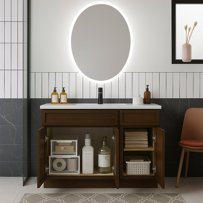 Base de meuble-lavabo simple 36 po seulement, Brun