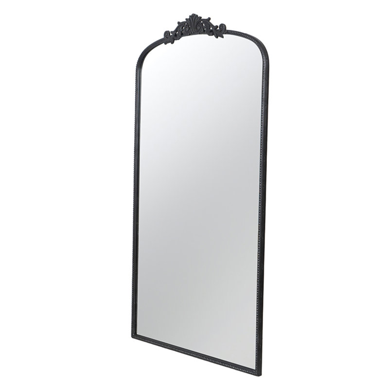 66" X 36" Full Length Mirror, Arched Mirror Hanging Or Leaning Against Wall, Large Black Mirror For Living Room, Black