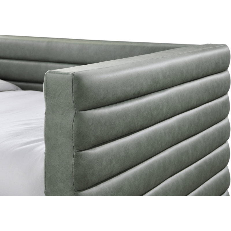 Lit de jour avec couchette Beverly, Cuir végétalien vert