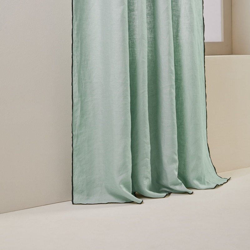 Carlina Linen Curtain Single Panel, Mint, Width 150 x Drop 350cm