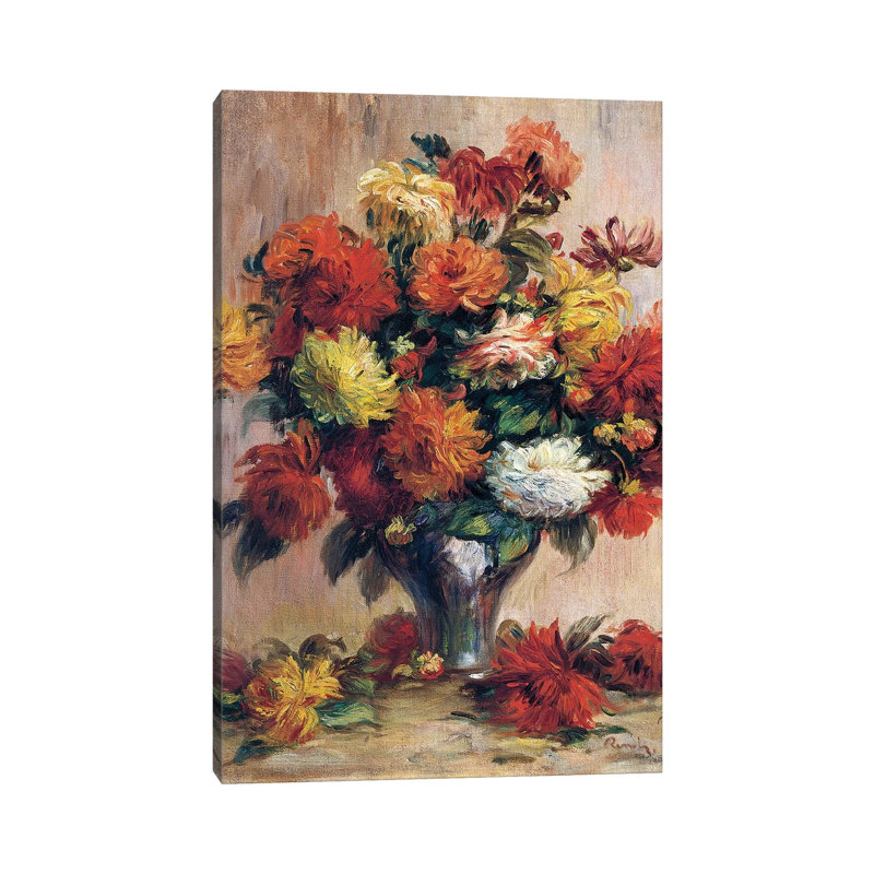 Dahlias by Pierre-Auguste Renoir - Wrapped Canvas Painting, 101.6 cm H x 66.04 cm W x 1.91 cm D