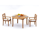 5 Pcs Grade-A Teak Wood Dining Set: 52" Round Table And 4 Granada Stacking Arm Chairs #11GR1104