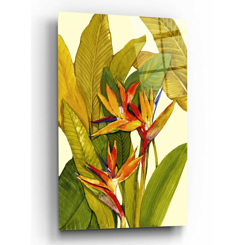 «Tropical Bird of Paradise» par Tim O'Toole, art mural en verre acrylique, H 24 po x l 16 po x P 0,2 po