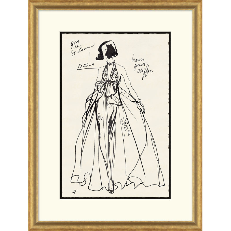 Vintage Fashion Sketches Framed Drawing Print