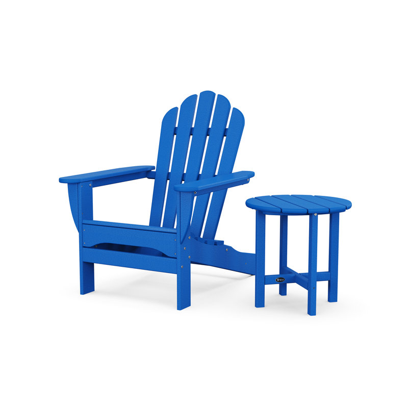 Monterey Bay Adirondack Chair with Side Table, Pacific Blue