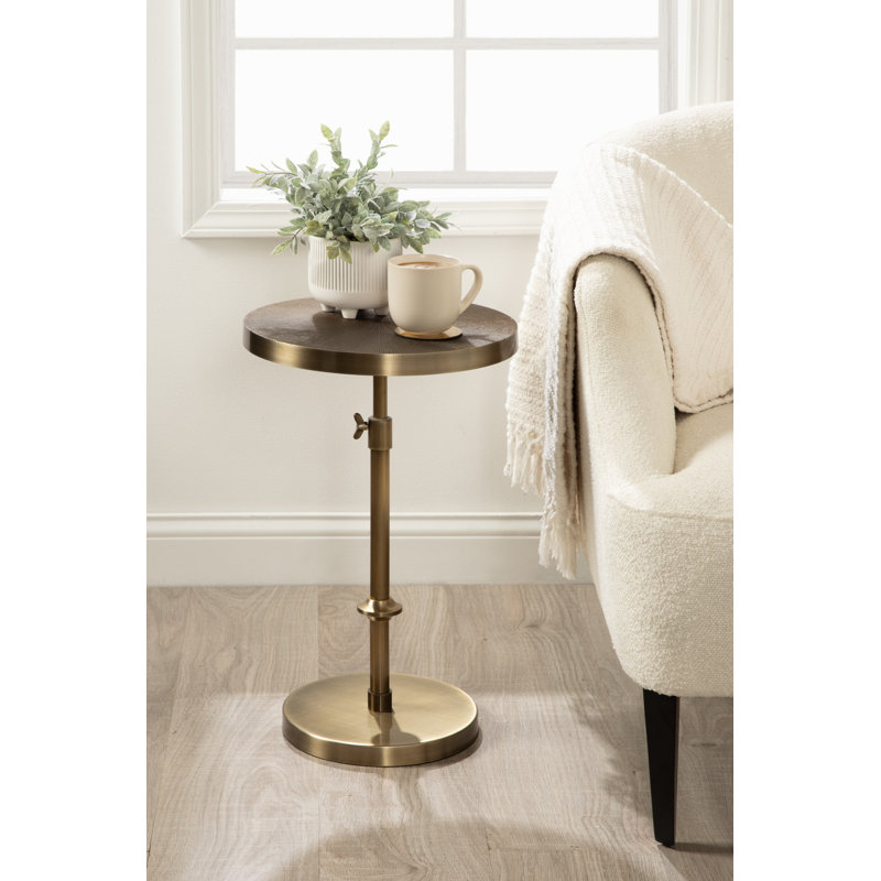 Table piédestal en métal Traditional, Doré, L 14 po x P 14 po, Doré