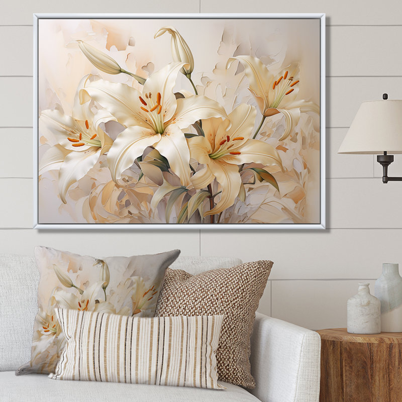 «Garden of Lilies Dreams I» sur toile, Cadre flottant noir, H 34 po x l 44 po x P 1,5 po