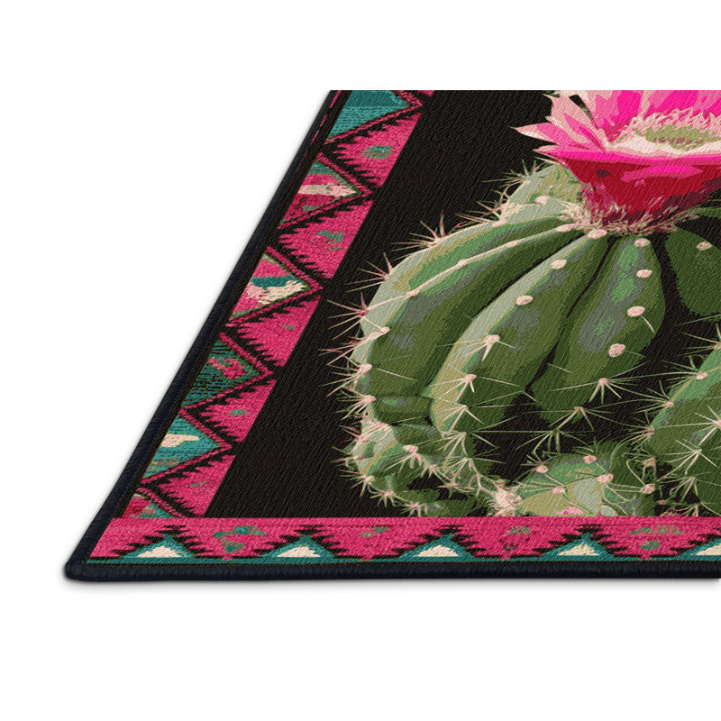  Tapis lavable en forme de figue de barbarie Southwestern, Tapis de couloir 2 pi x 5 pi