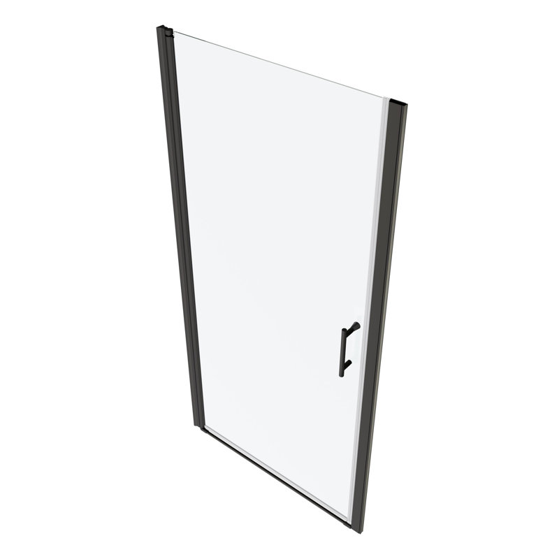 Porte de douche de salle de bain en verre trempé 1/4 po - Système pivotant, verre noir mat de qualité, design