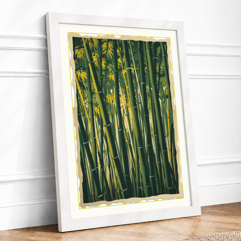 Bamboo Grove Light Japandi - Framed Print, A4 - 29.7 x 21.0 cm, White