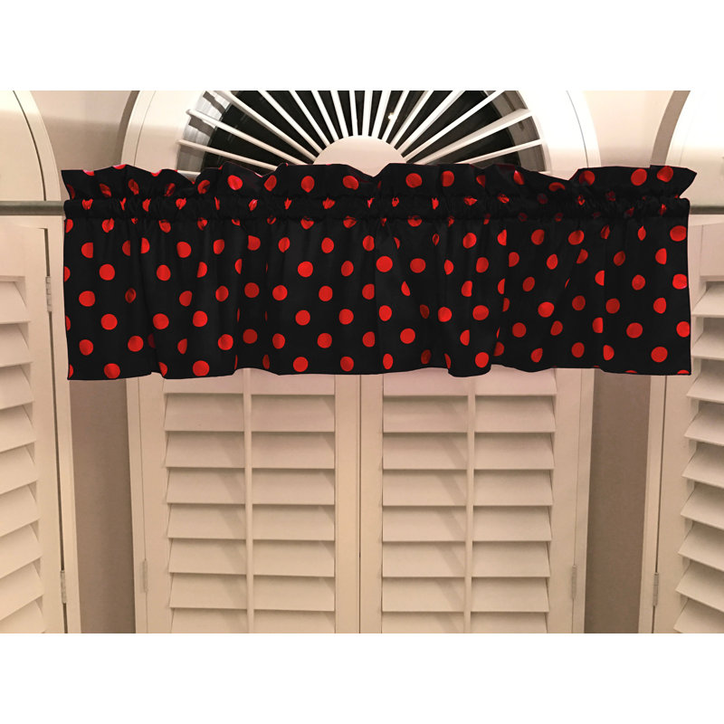 Cantonnière sur mesure en mélange de coton à pois 58 po Chrisman, L 58 po x L 24 po, Noir / rouge