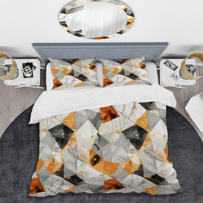 Ensemble de housse de couette en marbre Gold Industrial Chic - Gold