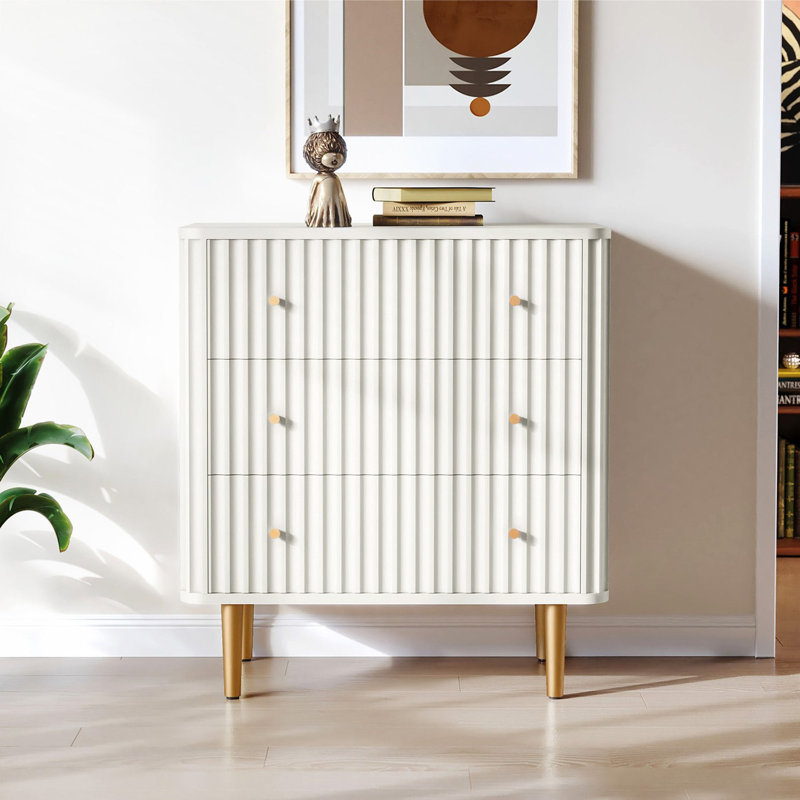 Table de chevet 3 tiroirs Modern, Blanc