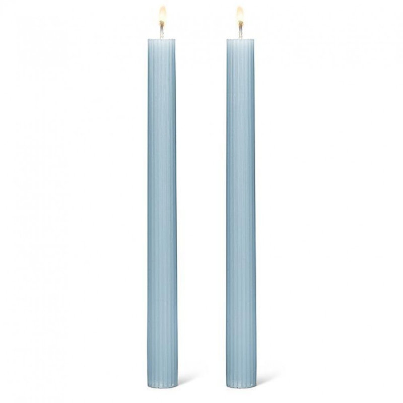 Ensemble de 2 chandelles coniques striées, Pale Blue