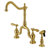 Kingston Brass Heirloom Two-Handle 3-Hole Deck Mount Bridge Kitchen Faucet with Brass Side Sprayer-64823559-68923425