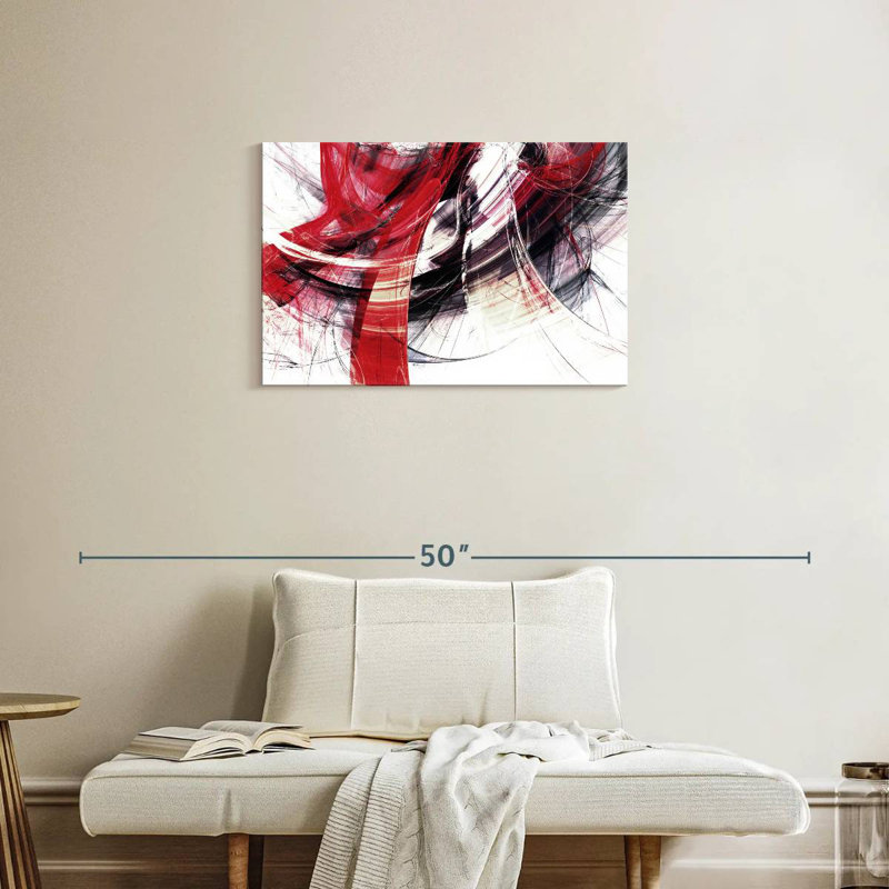 Avery - mouvement abstrait rouge, H 20 po x l 30 po