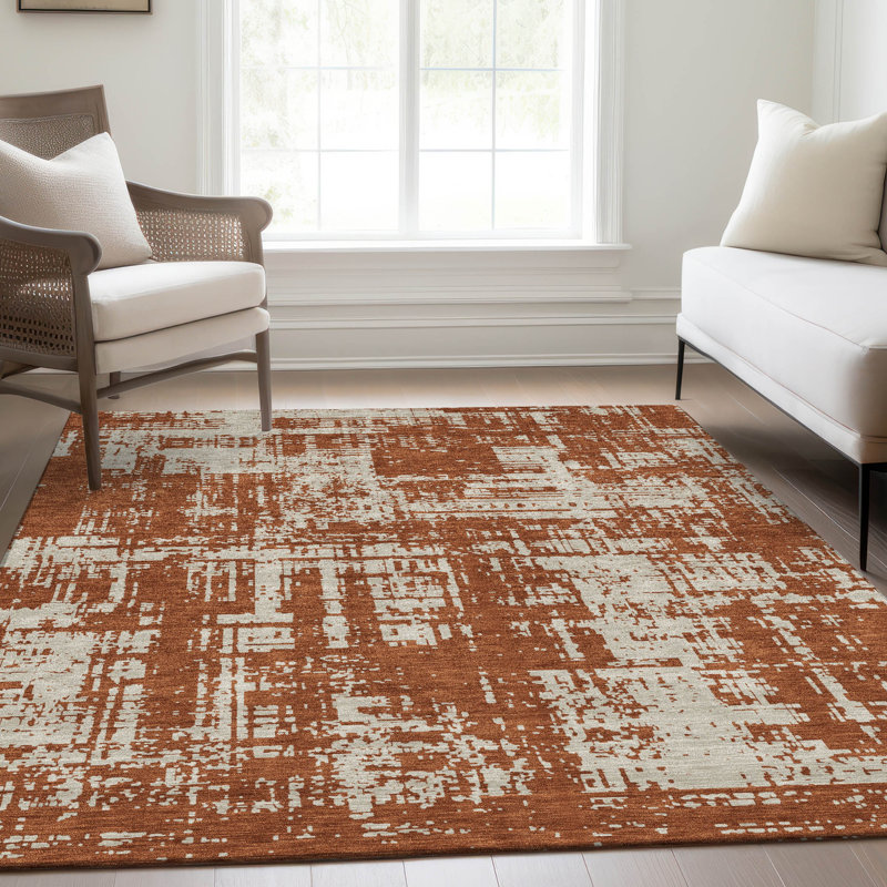 Premium Machine Washable Prisco Paprika Rug, Rectangle 8' x 10'