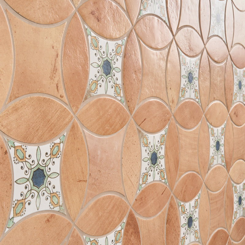 Raval 3x8 Petal and Kite Matte Terracotta Look Porcelain Floor and Wall Tile, Peach