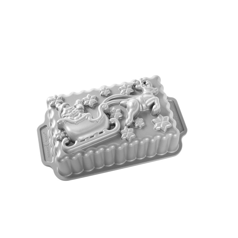Santa's Sleigh Silver Aluminum Non-Stick Loaf Pan