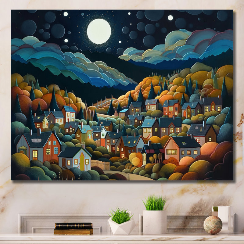 Petit village alpin de Nashima en automne IV, H 12 po x l 20 po x P 1 po, Toile tendue