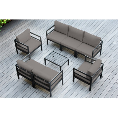 Javarne 7 - Person Modular Patio Conversation Set with Cushions