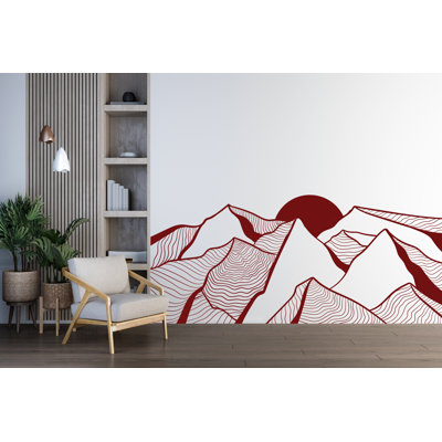 Minimalist Mountain Line Art Wall Decal – Boho Colorful Nature Decor – Modern Home Accent – Nursery Mountain Wall Sticker, Kids Room 628DLU