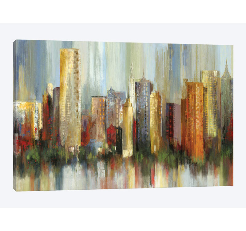 «Metropolis», reproduction sur toile, H 12 po x l 18 po x P 1,5 po, Pas de tapis, Toile tendue