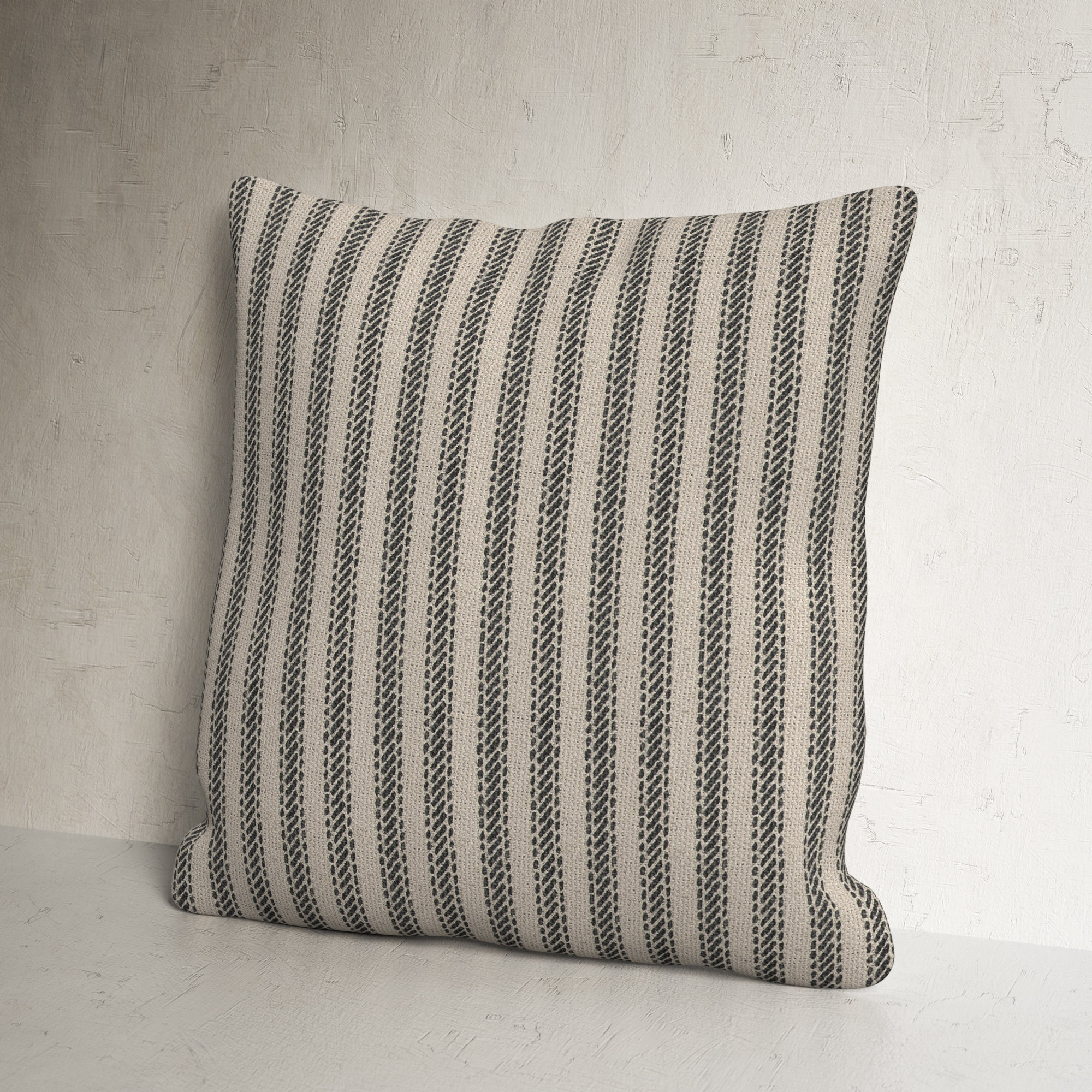Percy Striped Cotton Pillow Cover, Natural/Gray, Pillow Cover Only - No Insert