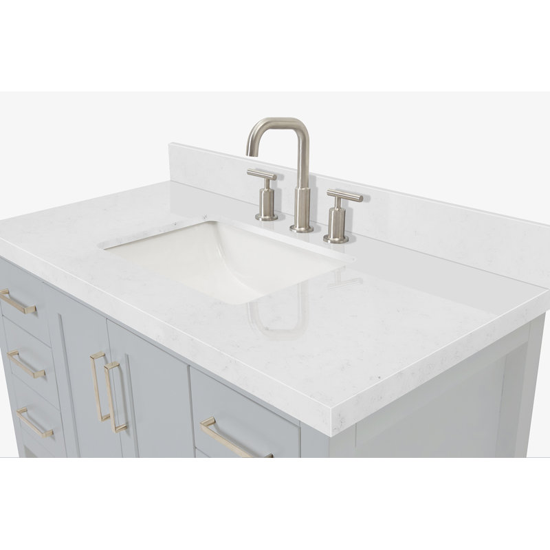 ARIEL Magnolia 42 Single Bathroom Vanity with Top, Gray, Rectangular