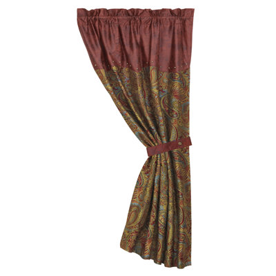 Rideau San Angelo brun / rouge / bleu à motif cachemire rouge 48 x 84