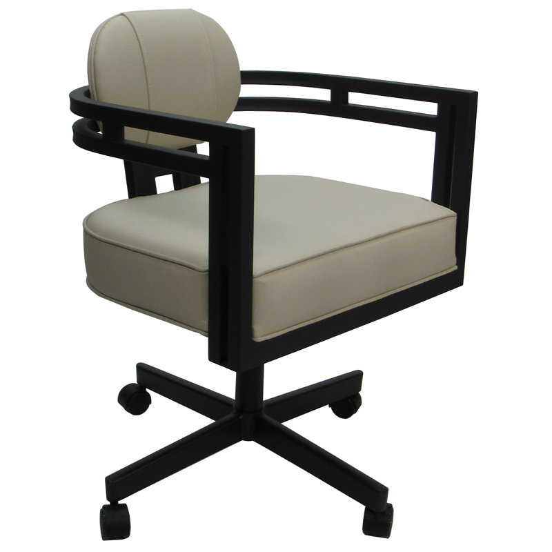 Chaise pivotante en métal, Noir, Beige