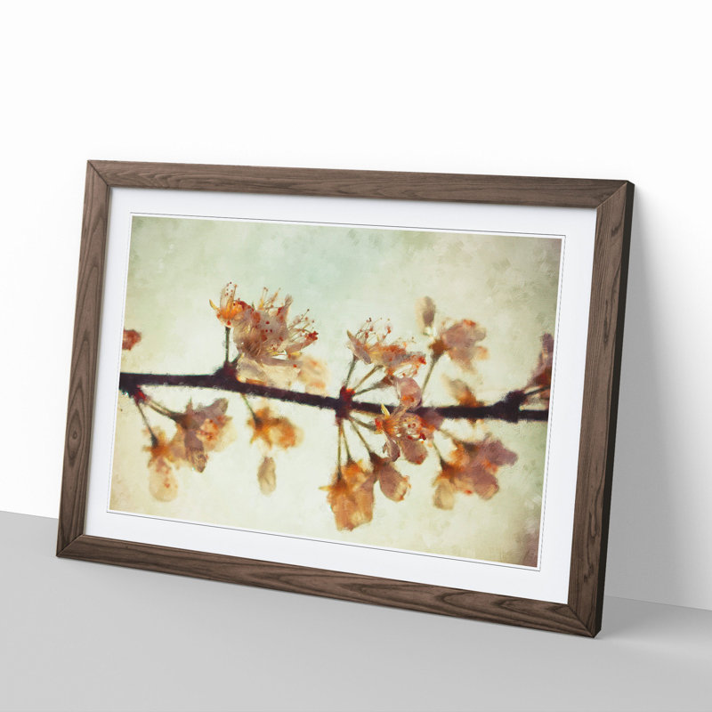 Pink Cherry Blossom Flowers Vol.12 - Framed Print, Walnut Framed, 48cm H x 65cm W x 2cm D