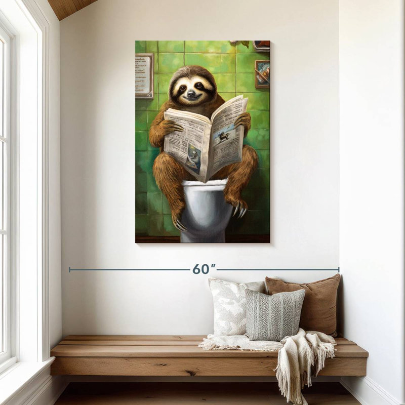 Ketti Sloth On A Toilet, 45" H x 30" W