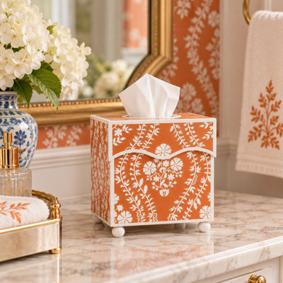 Sage Green Floral Trellis Tissue Holder