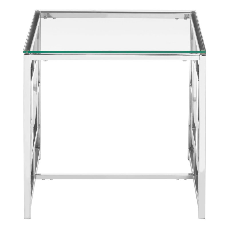 Redd Glass Top Sled End Table