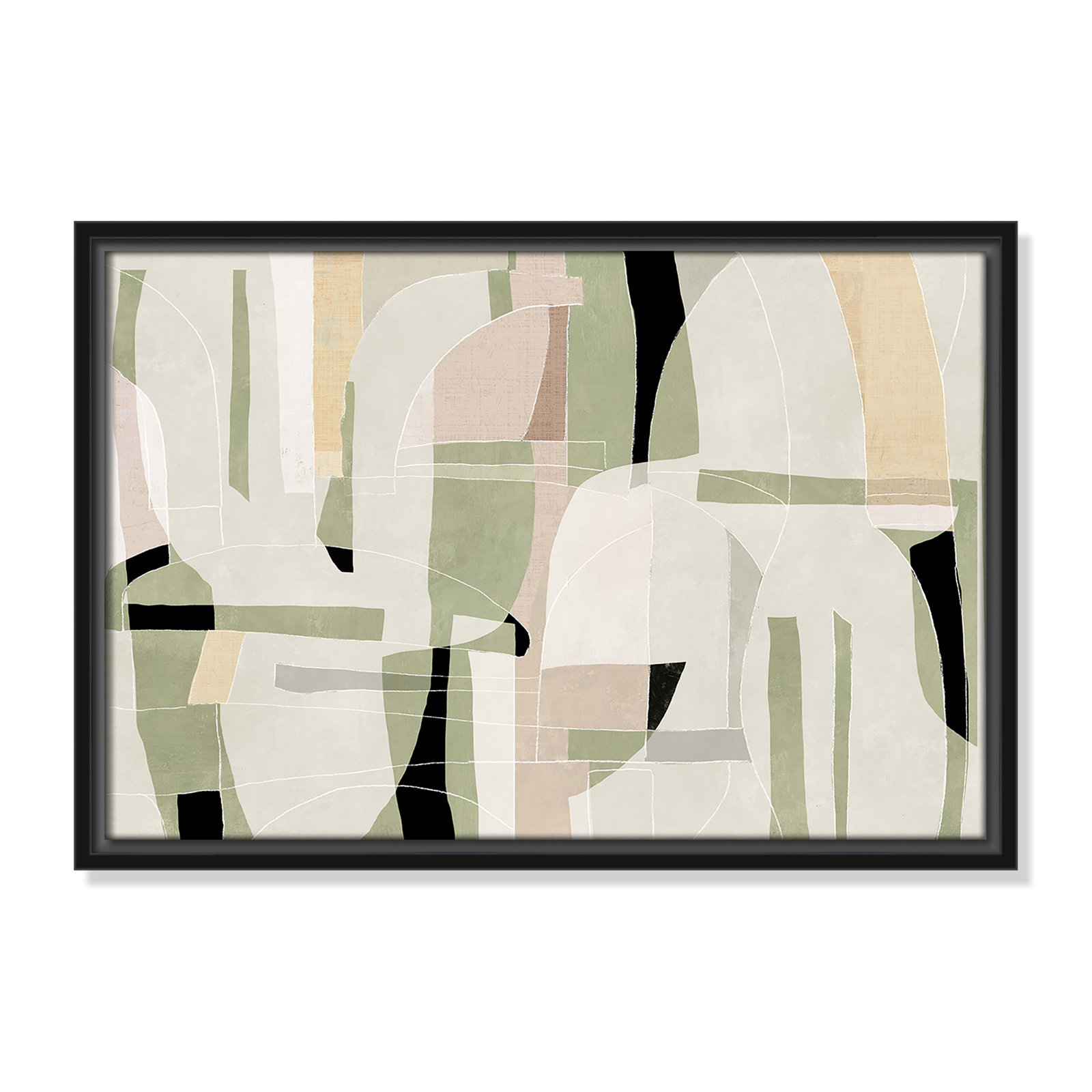 Sunny Barcelona - Floater Frame Canvas, Black, 19.5" W x 13.5" H