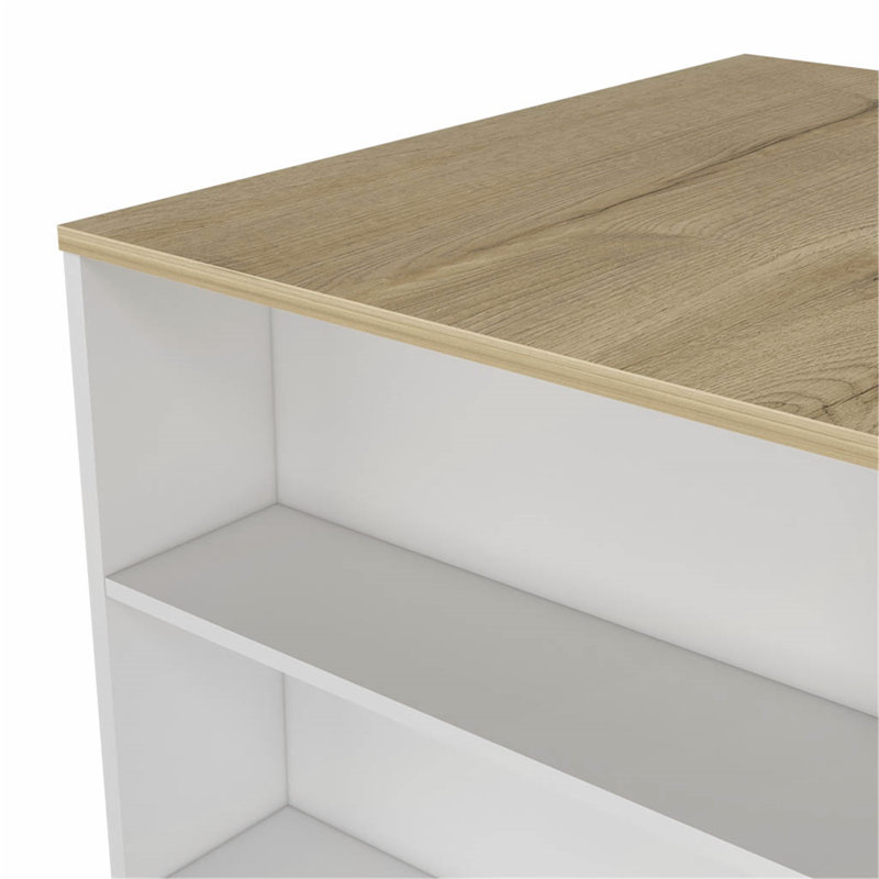 Table polyvalente pour îlot de cuisine en pin avec tablettes pratiques et attrait élégant