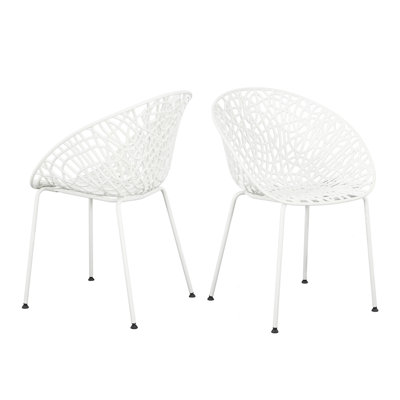 Ensemble de 2 chaises de salle à manger d'extérieur modernes avec une conception résistante aux intempéries et un design perforé élégant pour un confort durable.