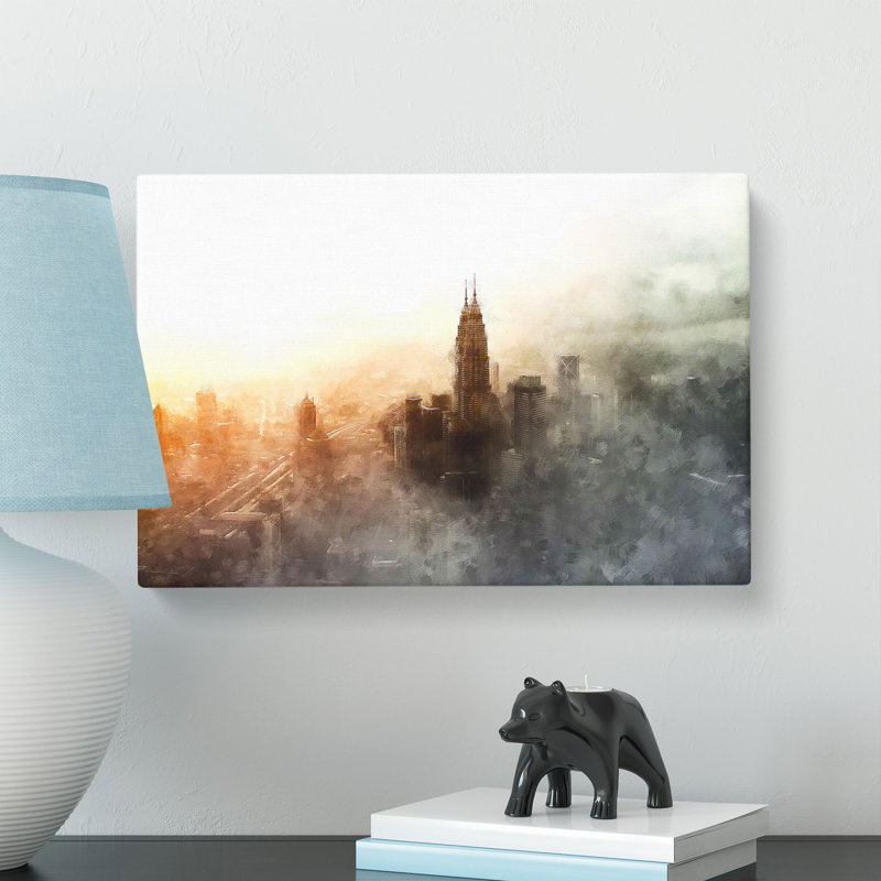 Petronas Towers Through The Clouds - Wrapped Canvas, 60cm H x 91cm W x 3cm D