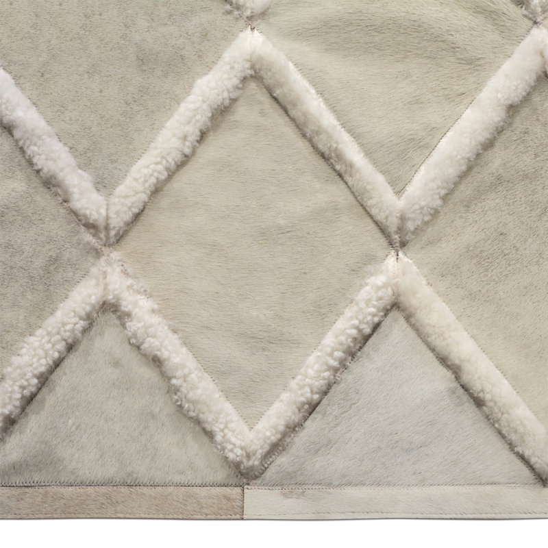 Hebe Sheepskin Geometric Area Rug, Rectangle 5' x 8'
