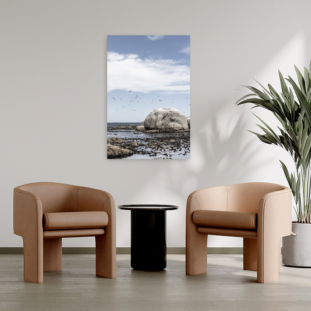 Contemporary Art Serene Tranquil Abstract Seagull Coastal Landscape Art by Shot By Clint - Wrapped Canvas Print