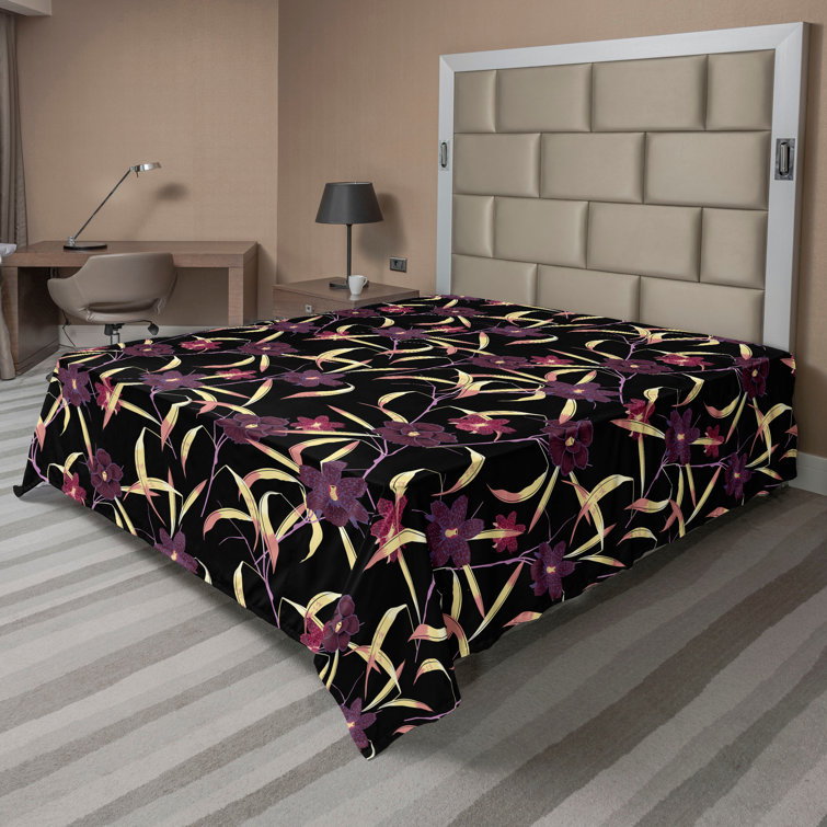 Drap plat à motif floral bohème Ambesonne