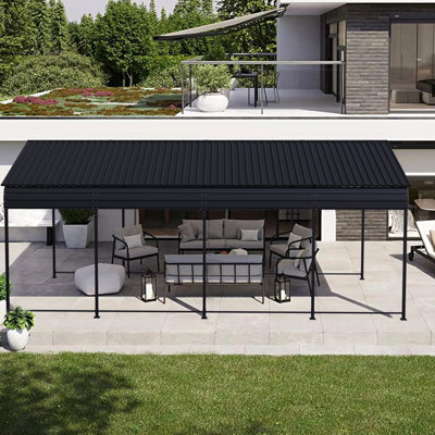 12X20 Ft All - Metal Carport With Heat Insulating And Waterproof Vertical Tile Roof, Ideal For Boats Cars Good Drainage Outdoor Trade Shows